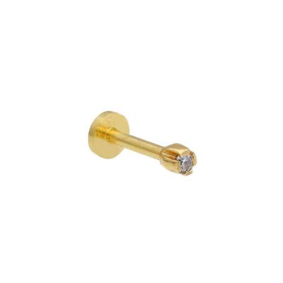 Orecchino piercing punto luce in oro giallo 18 kt con zirconi, chiusura a vite interna, collezione GRIFFE - LA FENICE LUXURY - 32O3753