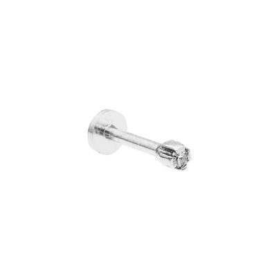 Orecchino piercing punto luce in oro bianco 18 kt con zirconi, chiusura a vite interna, collezione GRIFFE – LA FENICE LUXURY – 31O3752