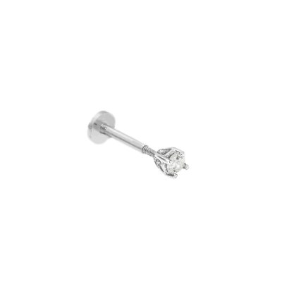 Orecchino piercing punto luce in oro bianco 18 kt con diamanti, chiusura a vite interna, collezione GRIFFE – LA FENICE LUXURY – 31D3823