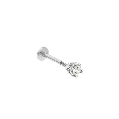 Orecchino piercing punto luce in oro bianco 18 kt con diamanti, chiusura a vite interna, collezione GRIFFE – LA FENICE LUXURY – 31D3824