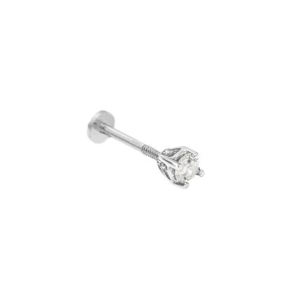 Orecchino piercing punto luce in oro bianco 18 kt con diamanti, chiusura a vite interna, collezione GRIFFE – LA FENICE LUXURY – 31D3825