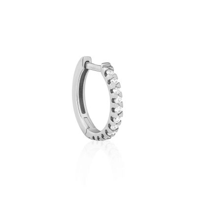Orecchino piercing cerchio in oro bianco 18 kt con diamanti, chiusura a scatto, collezione ETERNITY – LA FENICE LUXURY – 31D3130