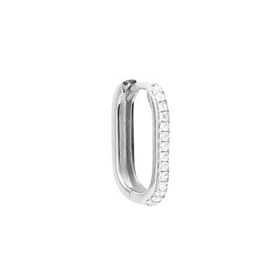 Orecchino piercing cerchio in oro bianco 18 kt con zirconi, chiusura a scatto, collezione ETERNITY - LA FENICE LUXURY - 31O3788