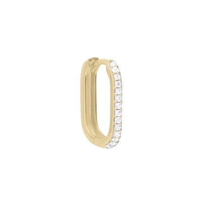Orecchino piercing cerchio in oro giallo 18 kt con zirconi, chiusura a scatto, collezione ETERNITY - LA FENICE LUXURY - 32O3789