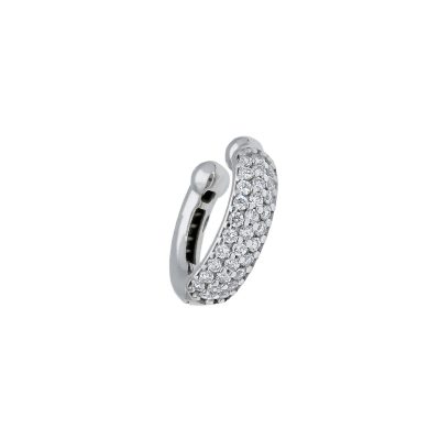 Orecchino piercing cerchio in oro bianco 18 kt con zirconi, cerniera a molla easy-wear, collezione CUFF - LA FENICE LUXURY - 31O3664