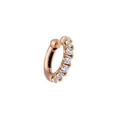 Orecchino piercing cerchio in oro rosa 18 kt con zirconi, cerniera a molla easy-wear, collezione CUFF - LA FENICE LUXURY - 33O3773