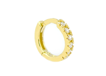 Orecchino piercing cerchio in oro giallo 18 kt con zirconi, chiusura a scatto, collezione ETERNITY – LA FENICE LUXURY – 32O3676