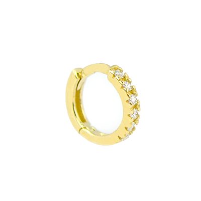 Orecchino piercing cerchio in oro giallo 18 kt con zirconi, chiusura a scatto, collezione ETERNITY - LA FENICE LUXURY - 32O3676