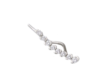 Orecchino piercing fantasia in oro bianco 18 kt con zirconi, chiusura a filo passante, collezione ETERNITY – LA FENICE LUXURY – 31O3667