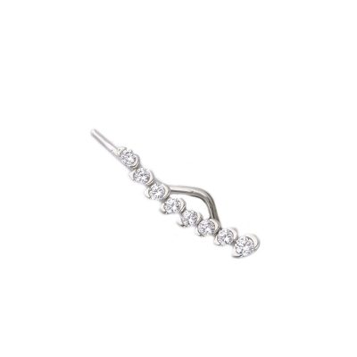 Orecchino piercing fantasia in oro bianco 18 kt con zirconi, chiusura a filo passante, collezione ETERNITY - LA FENICE LUXURY - 31O3667
