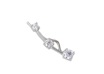 Orecchino piercing fantasia in oro bianco 18 kt con zirconi, chiusura a filo passante, collezione GRIFFE – LA FENICE LUXURY – 31O3668
