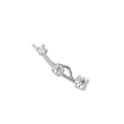 Orecchino piercing fantasia in oro bianco 18 kt con zirconi, chiusura a filo passante, collezione GRIFFE - LA FENICE LUXURY - 31O3668