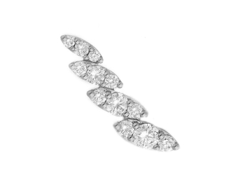Orecchino piercing navette in oro bianco 18 kt con diamanti, chiusura a farfallina con supporto lobo, collezione GRIFFE – LA FENICE LUXURY – 31D3742