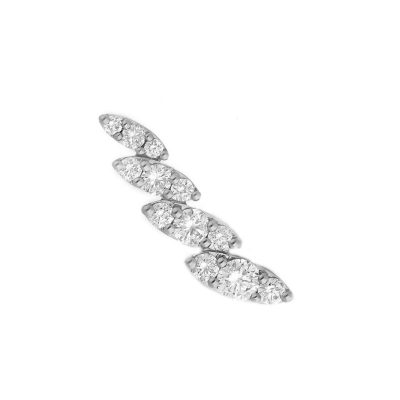 Orecchino piercing navette in oro bianco 18 kt con diamanti, chiusura a farfallina con supporto lobo, collezione GRIFFE – LA FENICE LUXURY – 31D3742