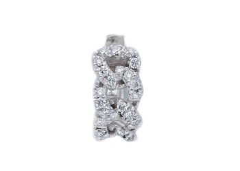 Orecchino piercing cerchio in oro bianco 18 kt con diamanti, chiusura a scatto, collezione GRIFFE – LA FENICE LUXURY – 31D3847