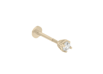 Orecchino piercing punto luce in oro giallo18 kt con diamanti, chiusura a vite interna, collezione GRIFFE – LA FENICE LUXURY – 32D3849