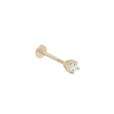 Orecchino piercing punto luce in oro giallo18 kt con diamanti, chiusura a vite interna, collezione GRIFFE – LA FENICE LUXURY – 32D3849