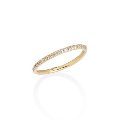 Orecchino piercing micropav&eacute; Conch Clicker Ring &oslash; 12mm in Oro Giallo 18 Carati GRIFFE &ndash; LA FENICE LUXURY &ndash; 32O3895