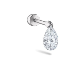 Orecchino piercing Drop in Oro Bianco 18 kt, chiusura a vite AURA – LA FENICE LUXURY – 31O3904