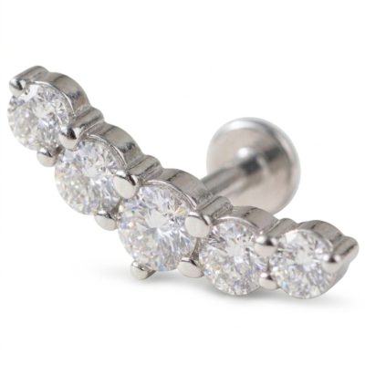 La Fenice Luxury Eternity orecchino piercing fantasia scalare simmetrico in oro bianco 18kt con diamanti 0.30ct chiusura a vite