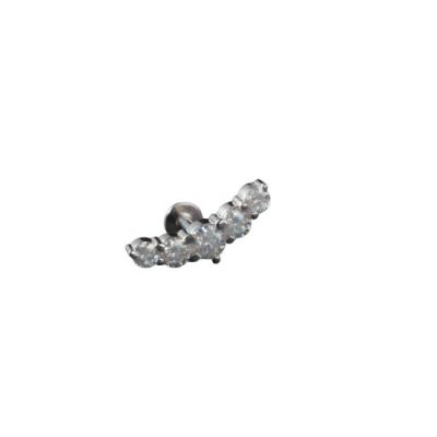 Orecchino piercing fantasia scalare simmetrico in oro bianco 18 kt con diamanti, chiusura a vite, collezione ETERNITY - LA FENICE LUXURY - 31D4047