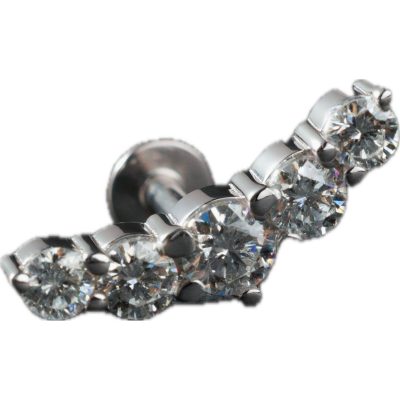La Fenice Luxury Eternity orecchino piercing fantasia scalare simmetrico in oro bianco 18kt con diamanti 0.30ct chiusura a vite