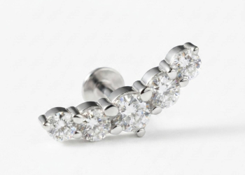 La Fenice Luxury Eternity orecchino piercing fantasia scalare simmetrico in oro bianco 18kt con diamanti 0.30ct chiusura a vite