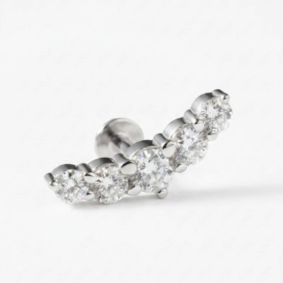 La Fenice Luxury Eternity orecchino piercing fantasia scalare simmetrico in oro bianco 18kt con diamanti 0.30ct chiusura a vite
