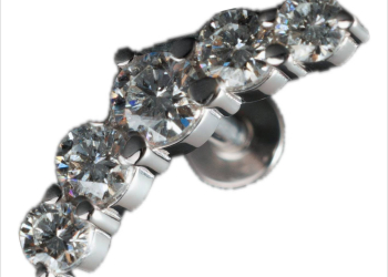 La Fenice Luxury Eternity orecchino piercing fantasia scalare simmetrico in oro bianco 18kt con diamanti 0.30ct chiusura a vite