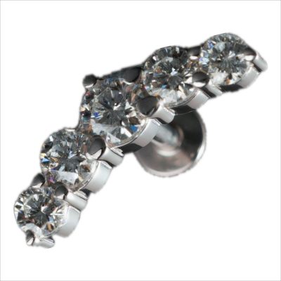 La Fenice Luxury Eternity orecchino piercing fantasia scalare simmetrico in oro bianco 18kt con diamanti 0.30ct chiusura a vite