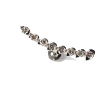 La Fenice Luxury Eternity orecchino piercing fantasia asimmetrico in oro bianco 18kt con diamanti 0.18ct chiusura a vite
