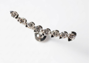 La Fenice Luxury Eternity orecchino piercing fantasia asimmetrico in oro bianco 18kt con diamanti 0.18ct chiusura a vite