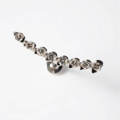 La Fenice Luxury Eternity orecchino piercing fantasia asimmetrico in oro bianco 18kt con diamanti 0.18ct chiusura a vite